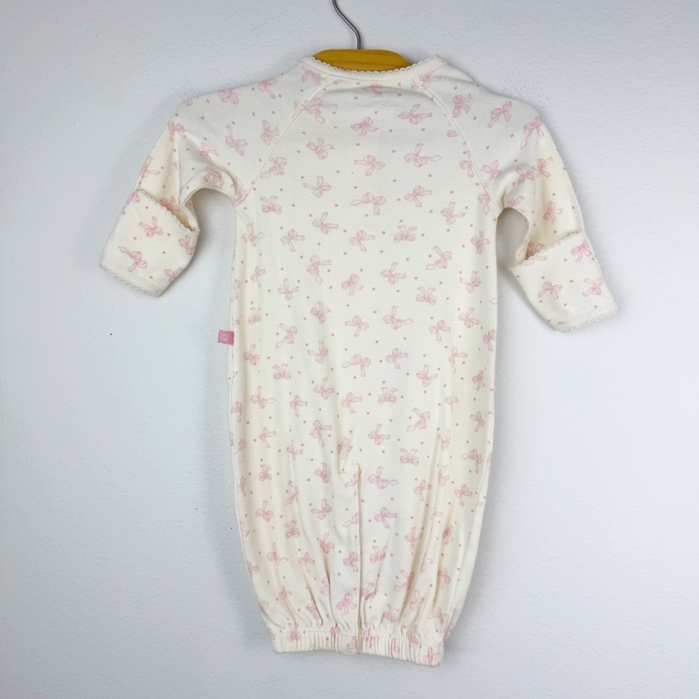 Baby Gap Convertible Infant Gown Pink Bows Print Cotton Size 0-3 Months - Picture 9 of 12